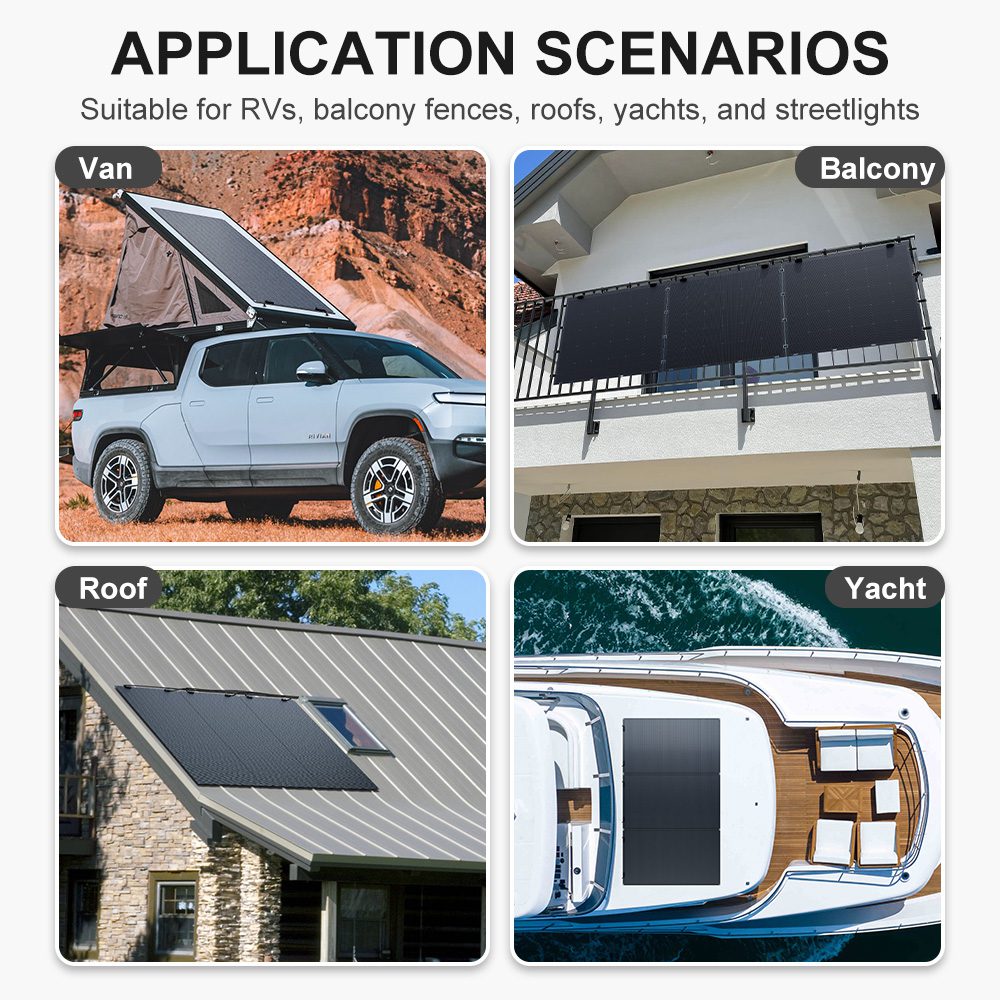Flexible solar panel for outdoor use