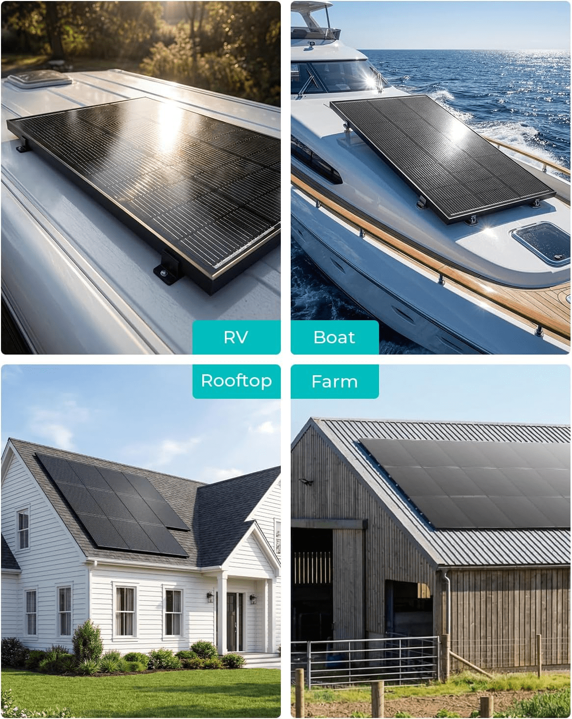 Rigid solar panel application